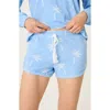 Pj Salvage Cabana Paradise Palm Print Terry Cloth Pajama Shorts
