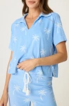 Pj Salvage Cabana Paradise Palm Print Terry Cloth Pajama Top