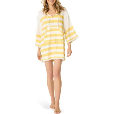 Pj Salvage Cabana Paradise Stripe Hooded Terry Cloth Cover-up Dress