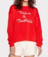 Pj Salvage Cabins & Cocktails Flannels Long Sleeve Top In Scarlett In Red