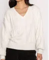 PJ SALVAGE CABLE CREW LOUNGE LONG SLEEVES TOP IN IVORY