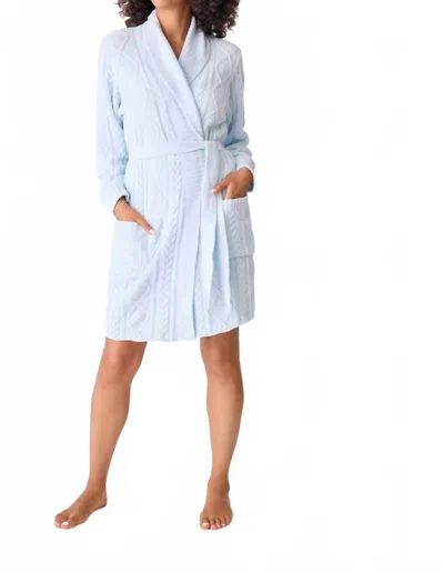 Pj Salvage Cable Crew Robe Loungewear In Blue Air In White