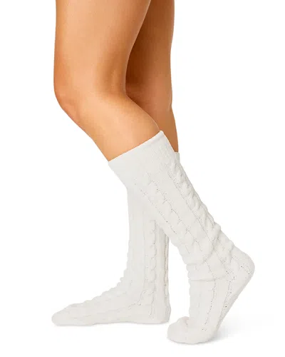 Pj Salvage Cable Knit Grip Crew Socks In White