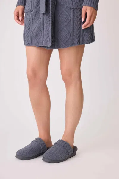 Pj Salvage Cable Knit Slide Slippers In Charcoal In Pink