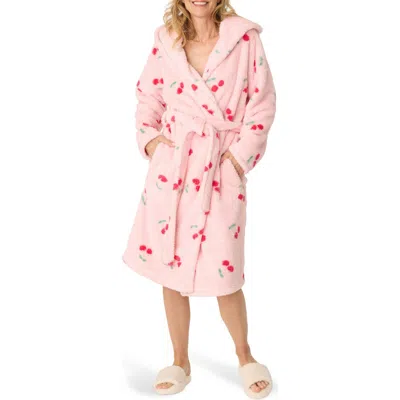 Pj Salvage Cheery Print Hooded Robe In Ballet Pink
