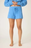 Pj Salvage Chenille Cable Knit Drawstring Shorts In Blue