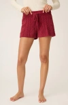 Pj Salvage Chenille Cable Knit Drawstring Shorts In Red