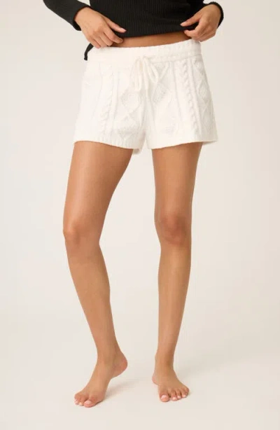 Pj Salvage Chenille Cable Knit Drawstring Shorts In White