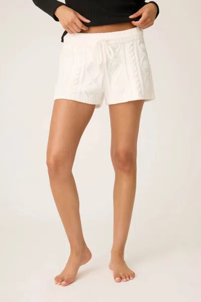 Pj Salvage Chenille Cable Knit Shorts In Ivory In White