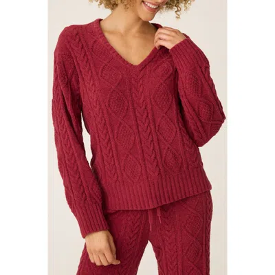 Pj Salvage Chenille Cable Knit Sweater In Red