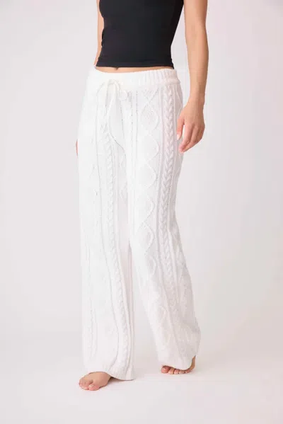 Pj Salvage Mixed Cable Stitch Drawstring Pants In Ivory