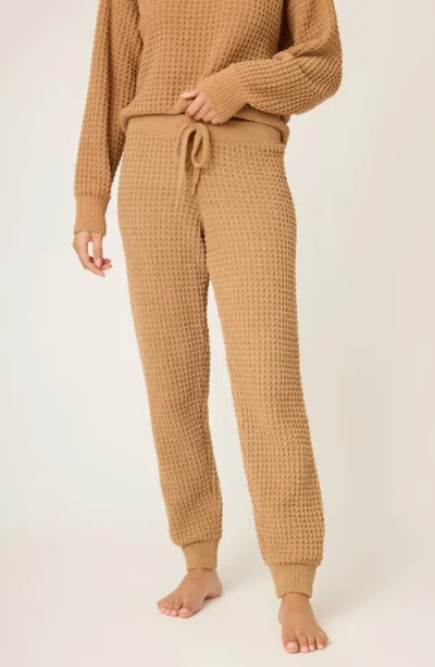 Pj Salvage Chenille Waffle Knit Lounge Pants In Brown