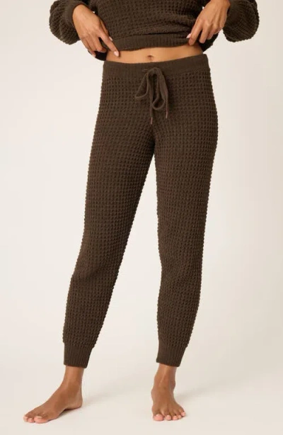 Pj Salvage Chenille Waffle Knit Lounge Pants In Brown