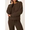 Pj Salvage Chenille Waffle Knit Lounge Sweater In Brown