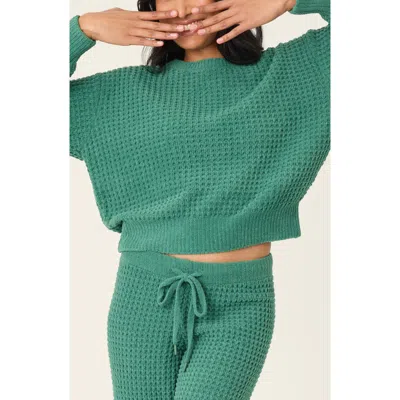 Pj Salvage Chenille Waffle Knit Lounge Sweater In Green