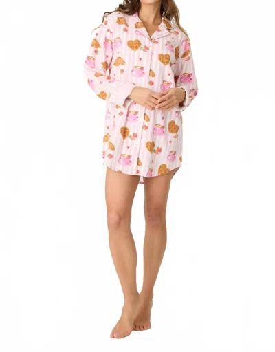 Pj Salvage Classic Fit Flannel Nightshirt In Brunch Club In Multi