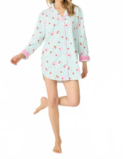 Pj Salvage Classic Fit Flannel Nightshirt In Ma Chérie In Blue