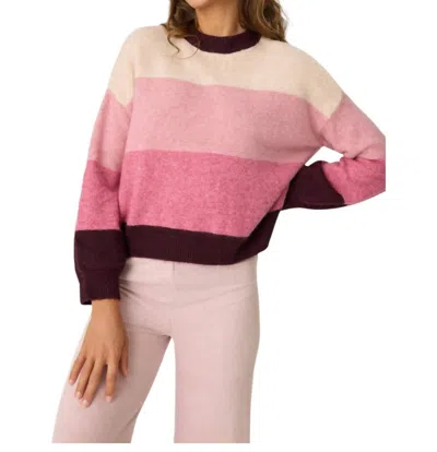 Pj Salvage Color Block Sweater In Plum In Pink