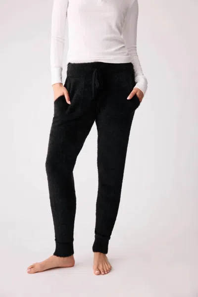 Pj Salvage Cozy & Chic Feather Knit Banded Jogger In Black