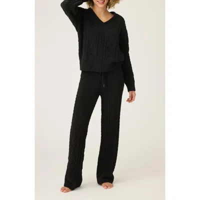 Pj Salvage Cozy Cable Knit Chenille Pajamas In Black