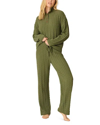 Pj Salvage Cozy Chenille Cable Knit Pajama Set In Green