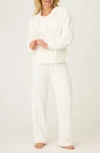 Pj Salvage Mixed Cable Stitch Drawstring Pants In White