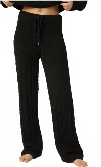 Pj Salvage Cozy Chenille Cable Knit Pants In Black