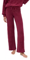 Pj Salvage Cozy Chenille Cable Knit Pants Port In Burgundy