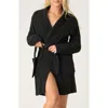 Pj Salvage Cozy Chenille Cable Knit Robe In Black