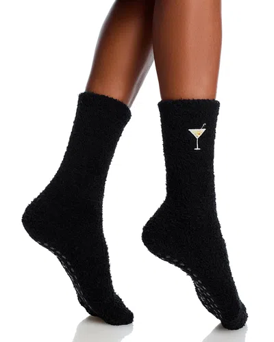 Pj Salvage Cozy Grippers Crew Socks In Black