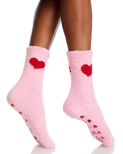 Pj Salvage Cozy Grippers Crew Socks In Pink