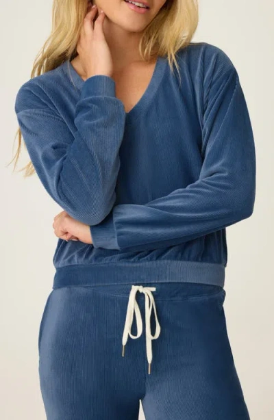 Pj Salvage Craving Corduroy Long Sleeve Pajama Top In Blue