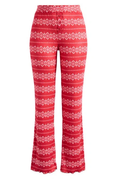 Pj Salvage Crazy For The Holidays Brushed Pointelle Pajama Pants In Red