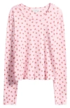Pj Salvage Crazy For The Holidays Brushed Pointelle Pajama Top In Pink