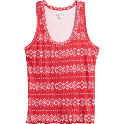 Pj Salvage Crazy For The Holidays Brushed Pointelle Sleep Tank In Red
