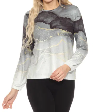 Pj Salvage Diamond Marble Long Sleeve Top In Multi Black