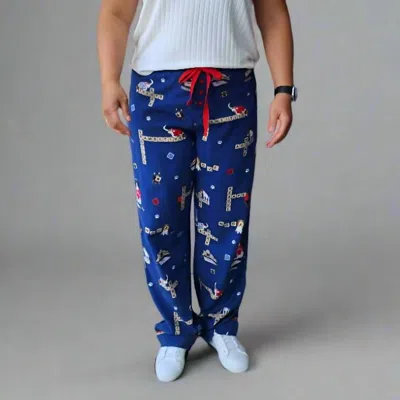 Pj Salvage Dog Print Flannel Pants In Blue