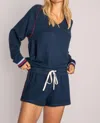 PJ SALVAGE DRAWSTRING SHORTS IN NAVY PEACHY