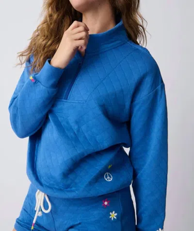 Pj Salvage Electric Vibes Sweatshirt And Banded Pant Set In Cobalt Blue