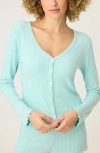 Pj Salvage Essentials Pointelle Lounge Cardigan In Green