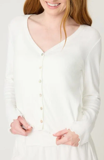 Pj Salvage Essentials Pointelle Lounge Cardigan In White