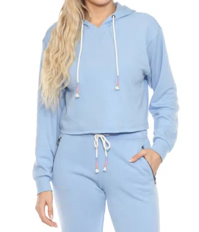Pj Salvage Faded Nights Crop Hoodie In Bright Blue