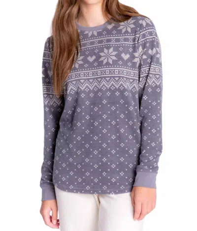 Pj Salvage Fair Isle Long Sleeve Lounge Top In Charcoal In Pink