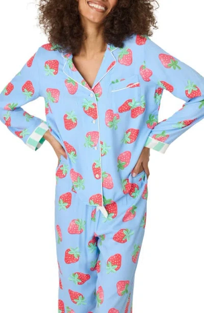 Pj Salvage Farmer Long Sleeve Pajama Top In Bright Blue