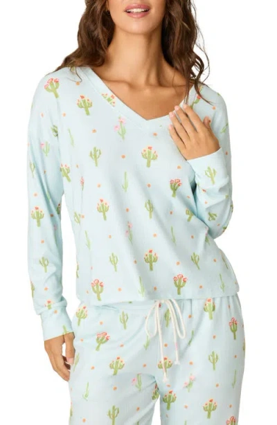 Pj Salvage Feelin Prickly Jersey Pajama Top In Blue