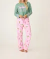 Pj Salvage Flamingo Christmas Flannel Bottoms In Pink Violet