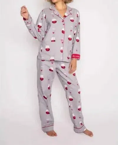 Pj Salvage Flannel Pajama Set In Wine