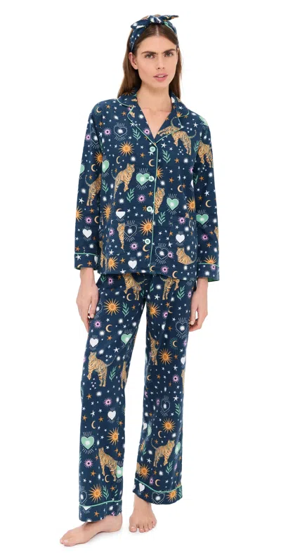 Pj Salvage Flannel Pajama Set Navy In Blue