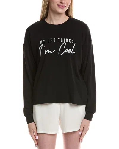 Pj Salvage Flannel Stitch Top In Black