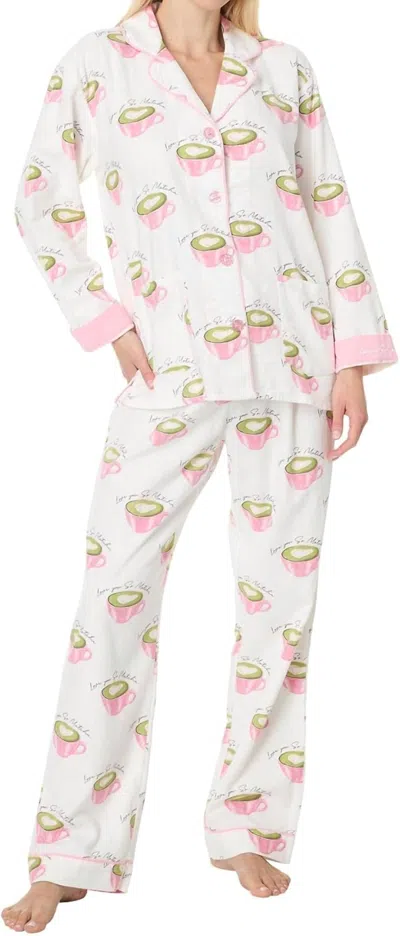 Pj Salvage Flannels Love You So Matcha Pajama Set In White Linen
